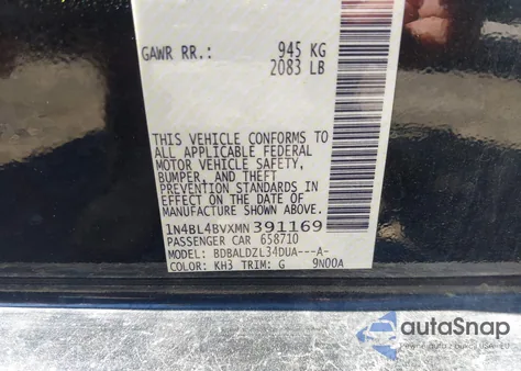 2021 Nissan Altima S Fwd из США, поврежденный, VIN 1N4BL4BVXMN391169